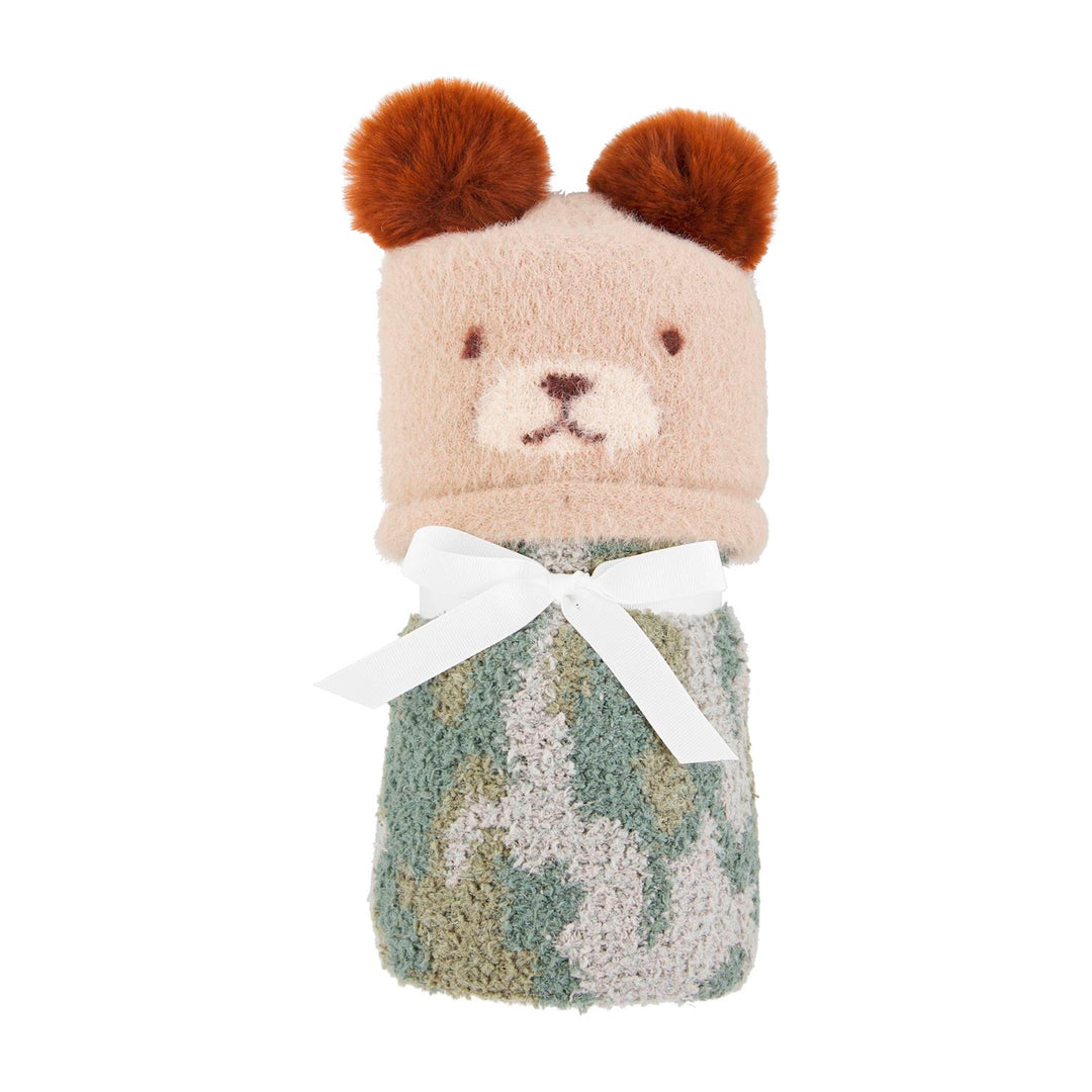 Chenille Bear Hat & Blanket Set