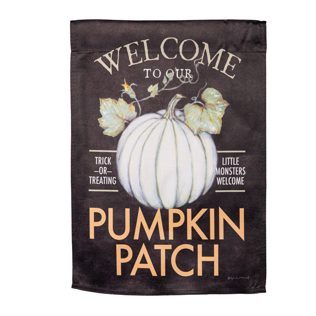Welcome to Our Pumpkin Patch Suede Garden Flag