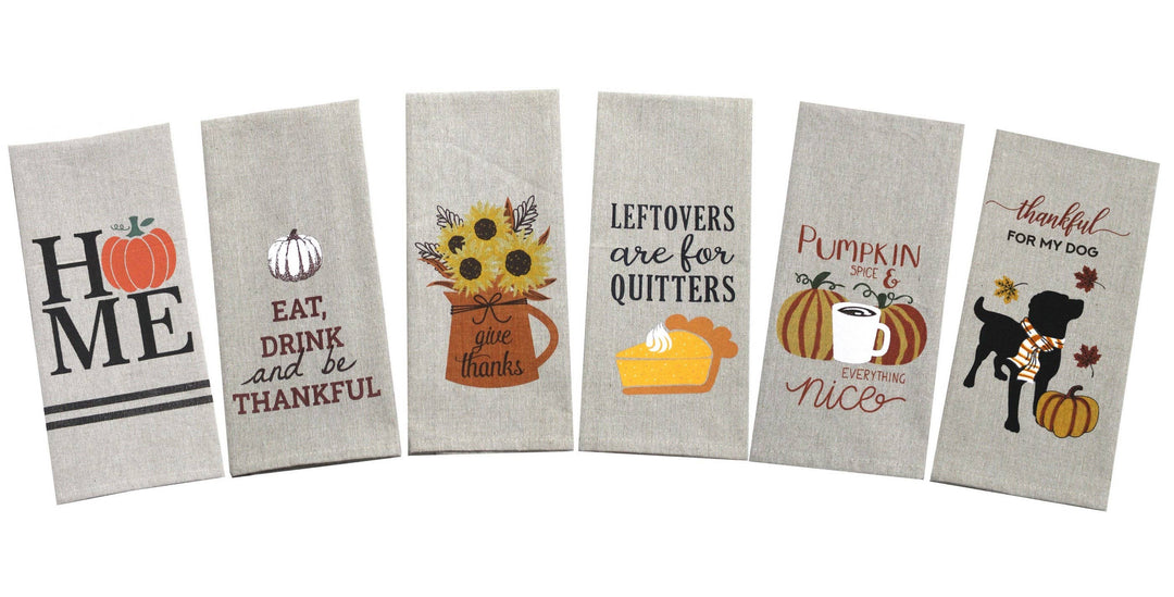Fall Harvest Saying Tea Towel