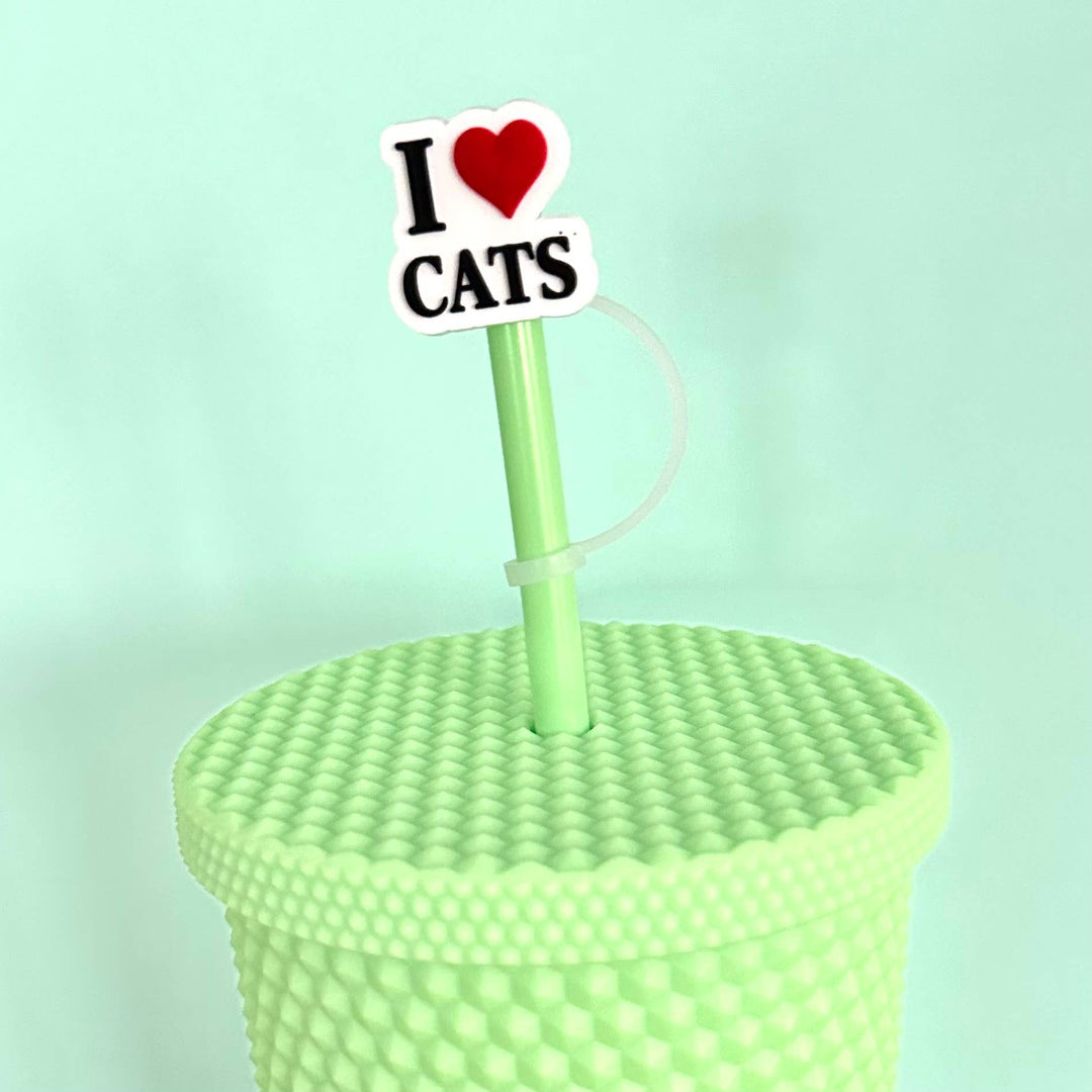 Straw Cover I Love Cats