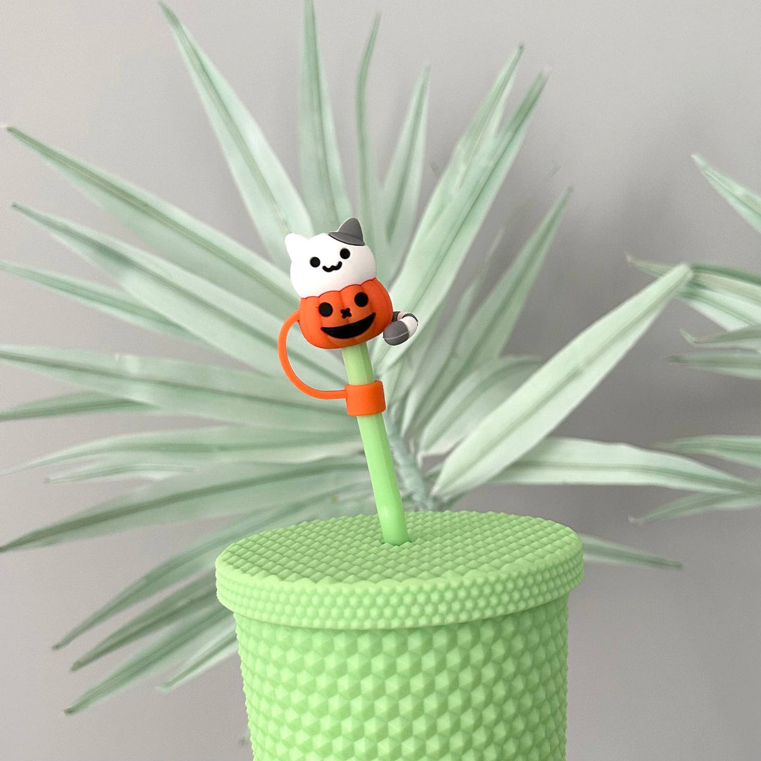 Straw Cover Halloween Spooky Pumpkin Cat
