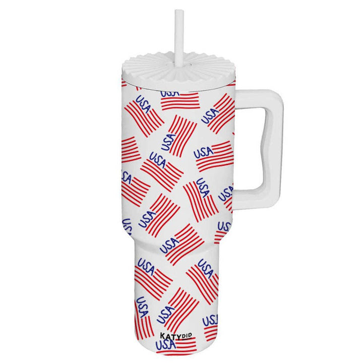 "USA" Flags Repeat Wholesale Tumbler Cup: White