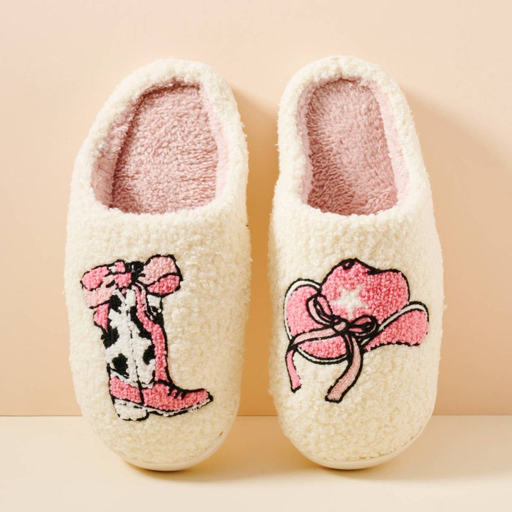 Western Boots and Hat Home Slippers: White / Small / 4DL98006