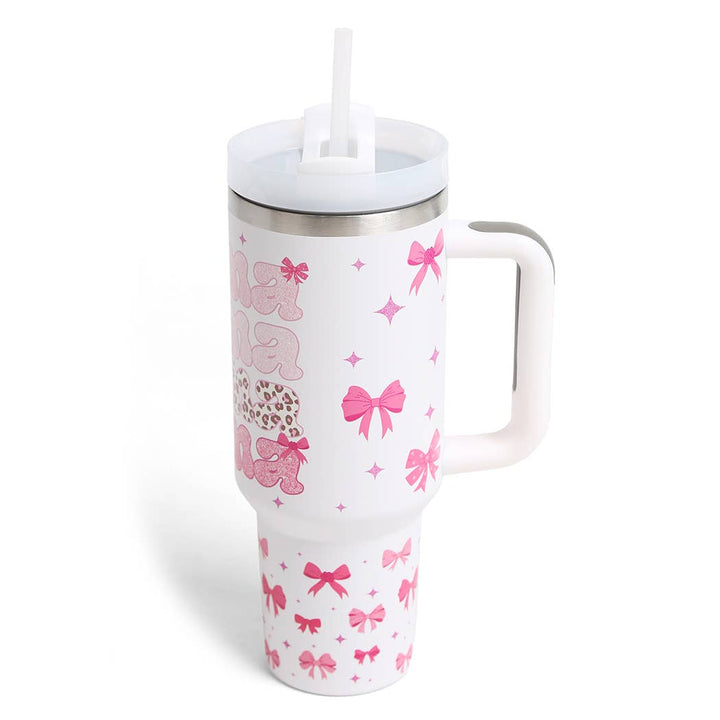 Bow Mama Printed 40oz Tumbler with Handle: MAMA / ONE SIZE