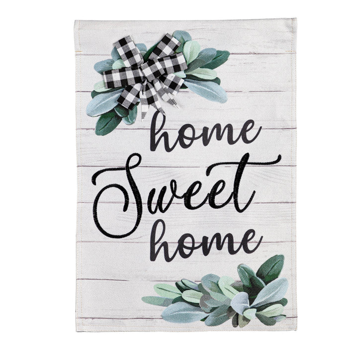 Home Sweet Home Eucalyptus Garden Burlap Flag