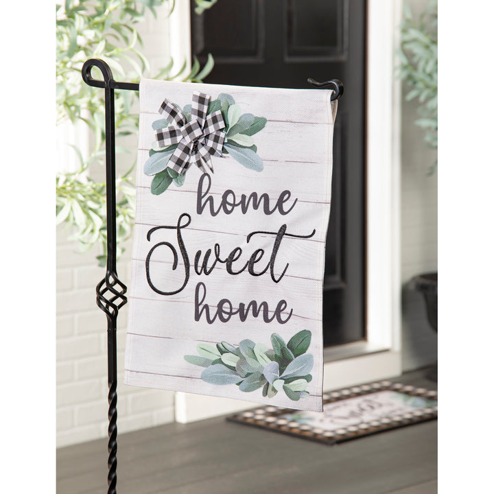 Home Sweet Home Eucalyptus Garden Burlap Flag