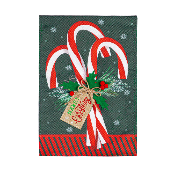 Candy Cane Burlap Garden Flag