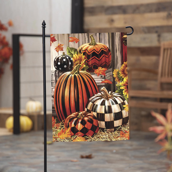 Fall Harvest Pumpkins Burlap Garden Flag