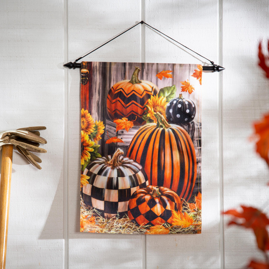 Fall Harvest Pumpkins Burlap Garden Flag