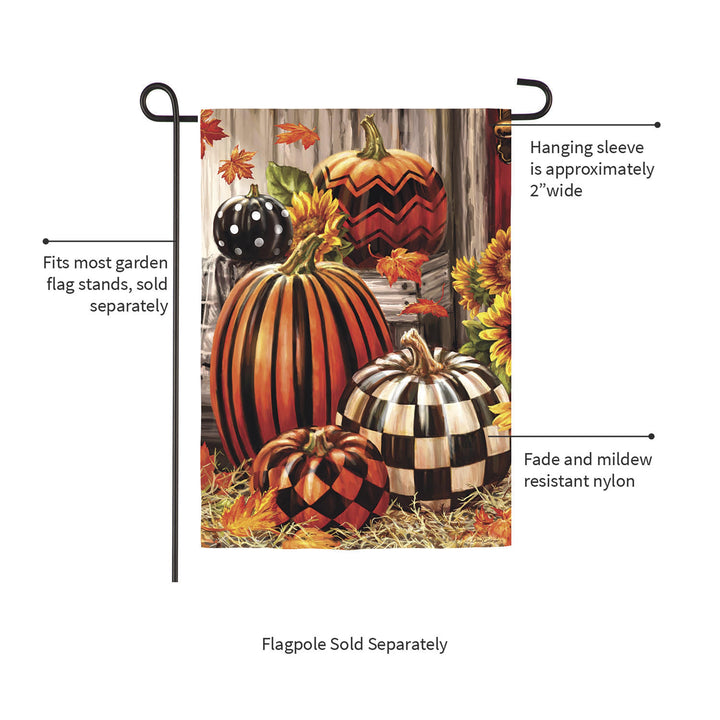 Fall Harvest Pumpkins Burlap Garden Flag