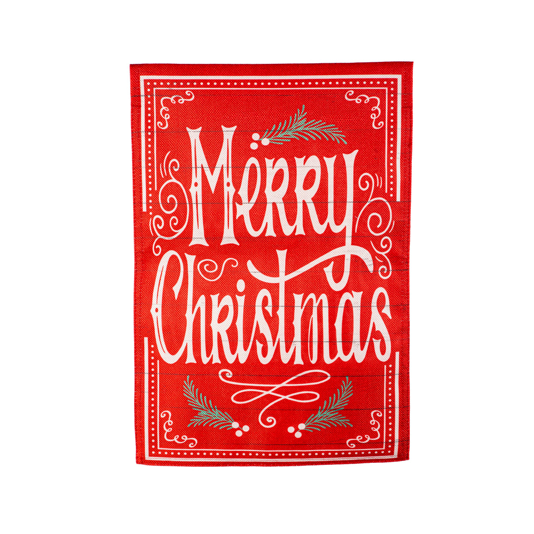 Quaint Merry Christmas Sign Burlap Garden Flag