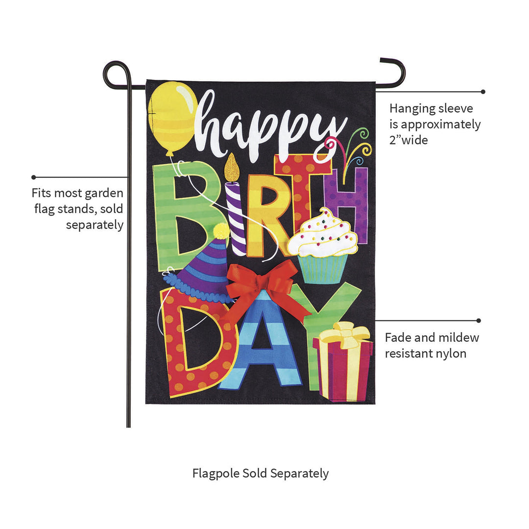 Happy Birthday Garden Linen Flag