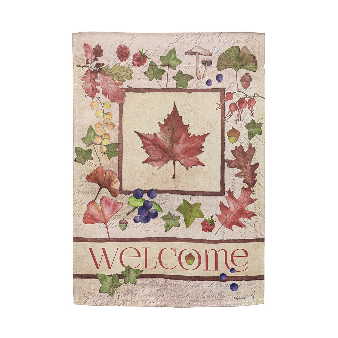 Welcome Fall Leaf Suede Garden Flags