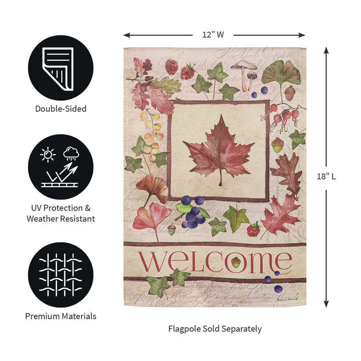 Welcome Fall Leaf Suede Garden Flags