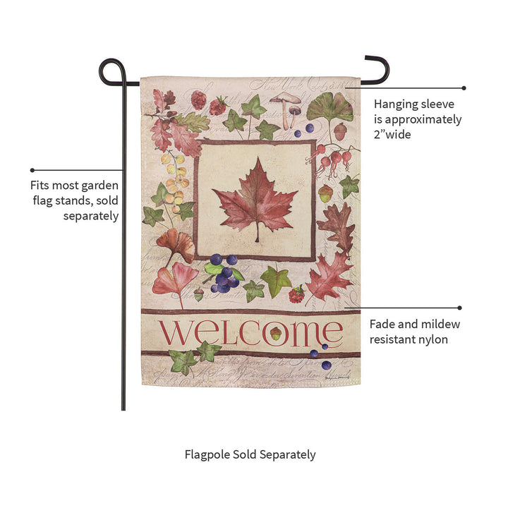 Welcome Fall Leaf Suede Garden Flags