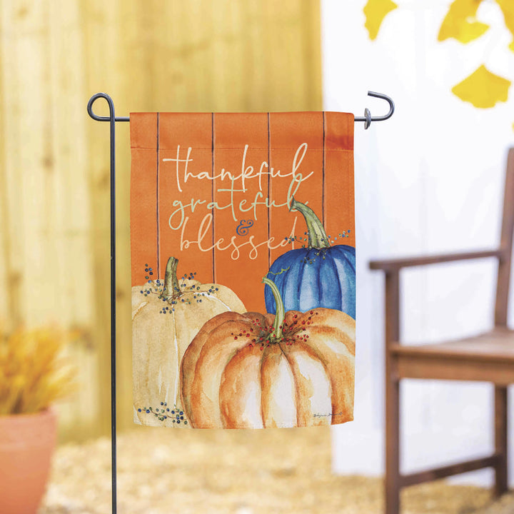 Thankful, Grateful, and Blessed Suede Garden Flags