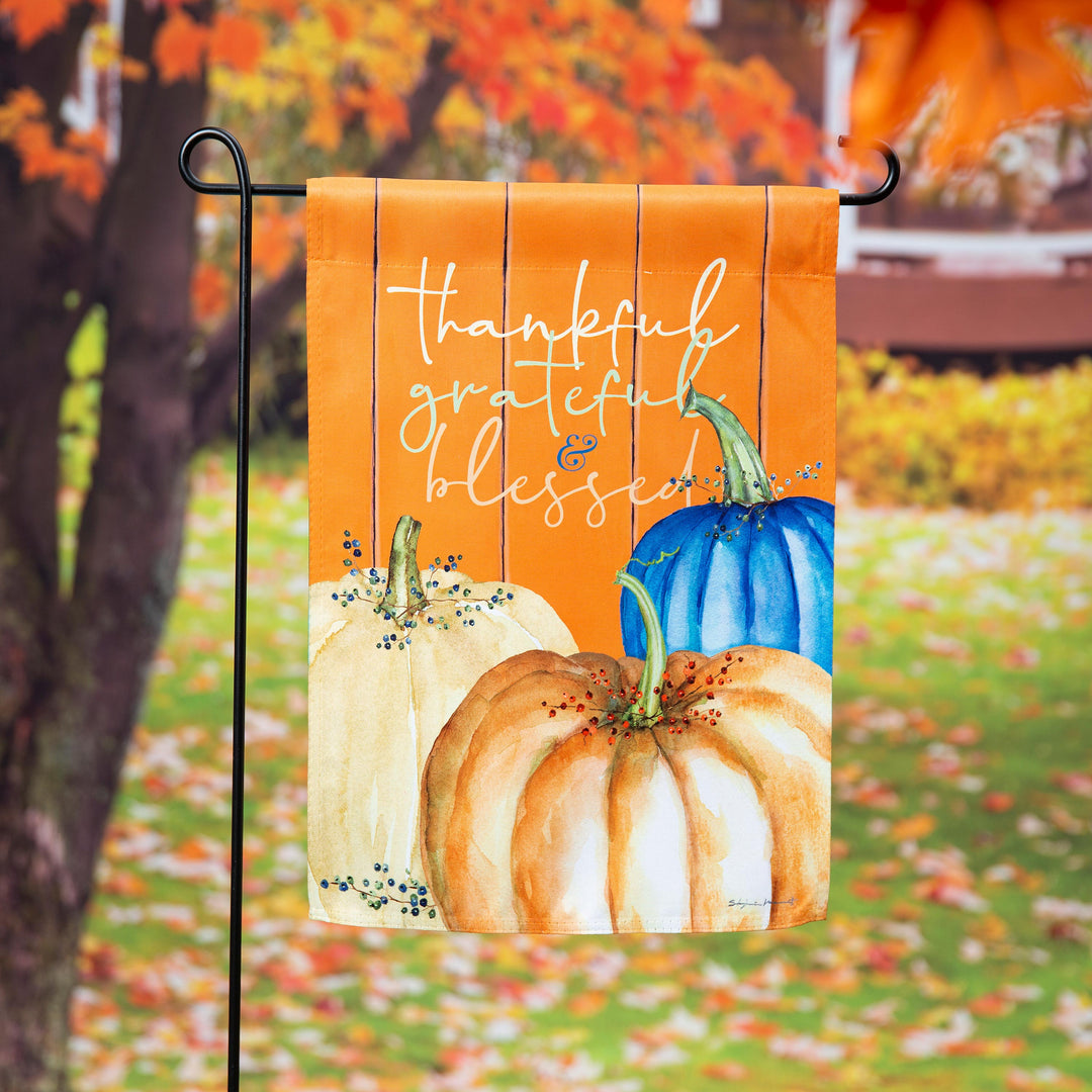 Thankful, Grateful, and Blessed Suede Garden Flags