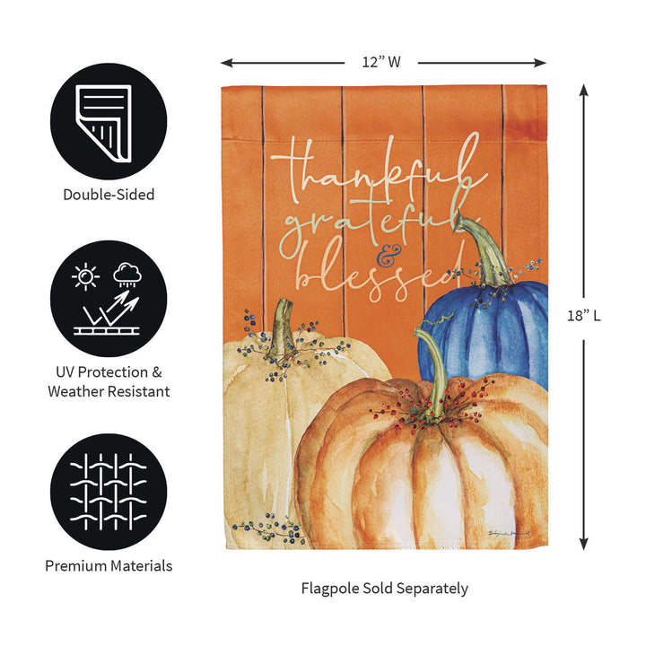 Thankful, Grateful, and Blessed Suede Garden Flags