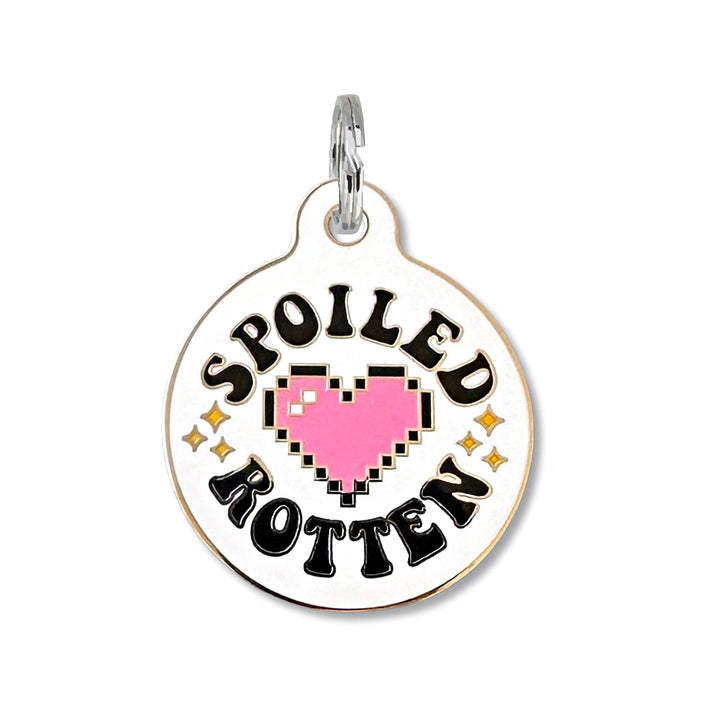 Dog ID Tag with Personalized QR Code - Spoiled Rotten : Engraved QR Code / Large 1.25"
