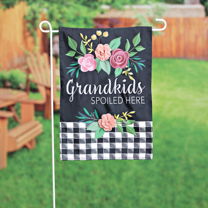 Grandkids Spoiled Here Applique Garden Flag