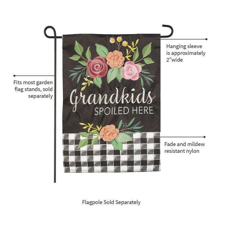 Grandkids Spoiled Here Applique Garden Flag