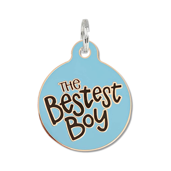Dog ID Tag with Personalized QR Code - The Bestest Boy: Black / Engraved QR Code / Small 1"