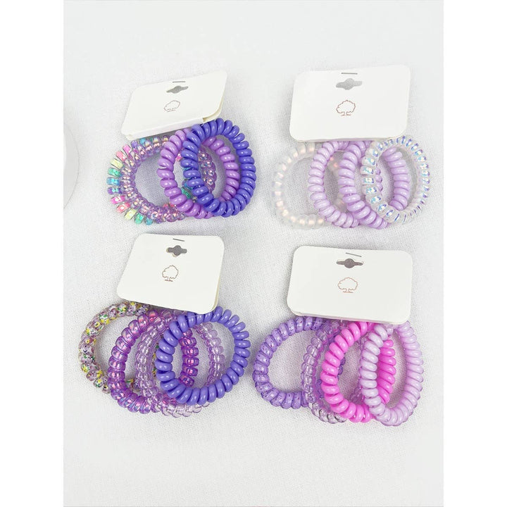 4-Pcs Multicolor Spiral Hair Ties: MIX COLOR / ONE(12)