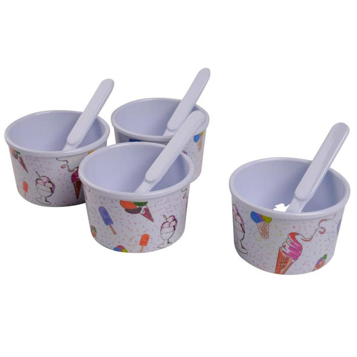 8-Piece Melamine Ice Cream Cups with Spoons Set