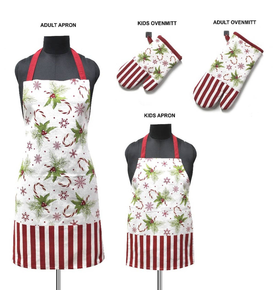 4-Pack Christmas Baking Aprons & Ovenmitts: Mommy and Me Set