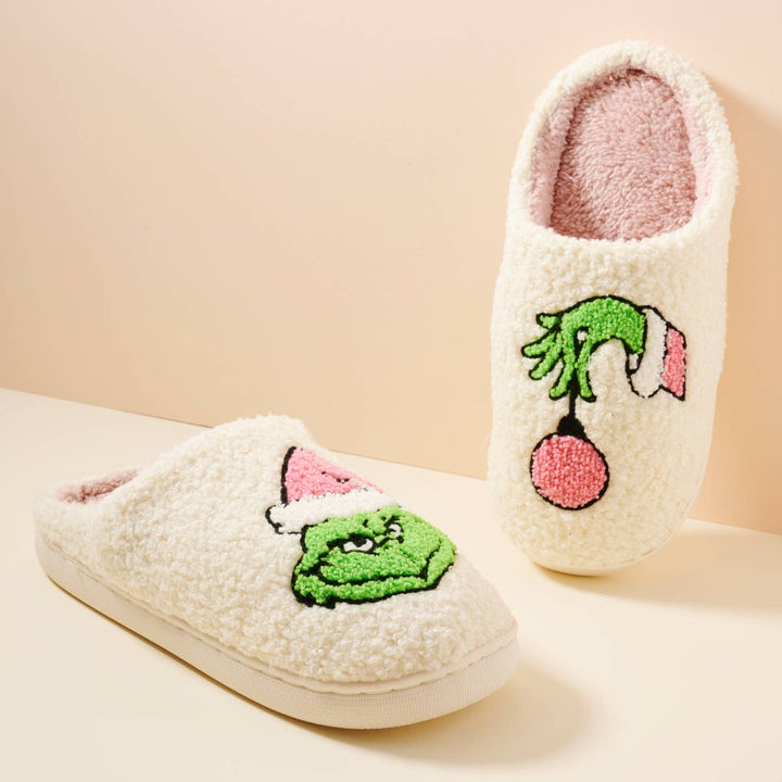 Christmas Monster Home Slippers: Pink