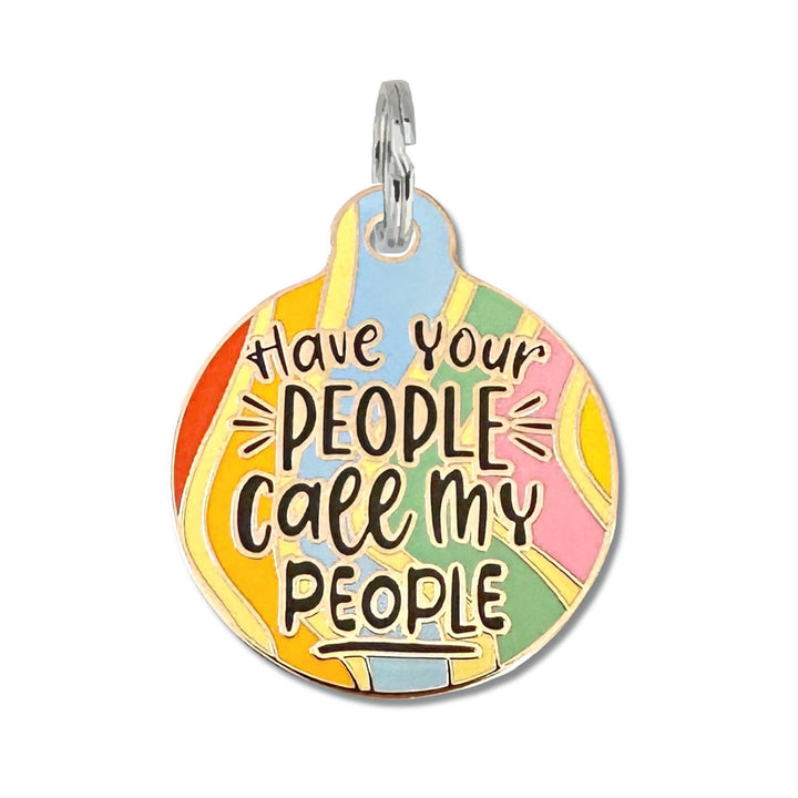 Dog ID Tag with Personalized QR Code - Call My People: Pink Multi / Large / Engraved QR Code