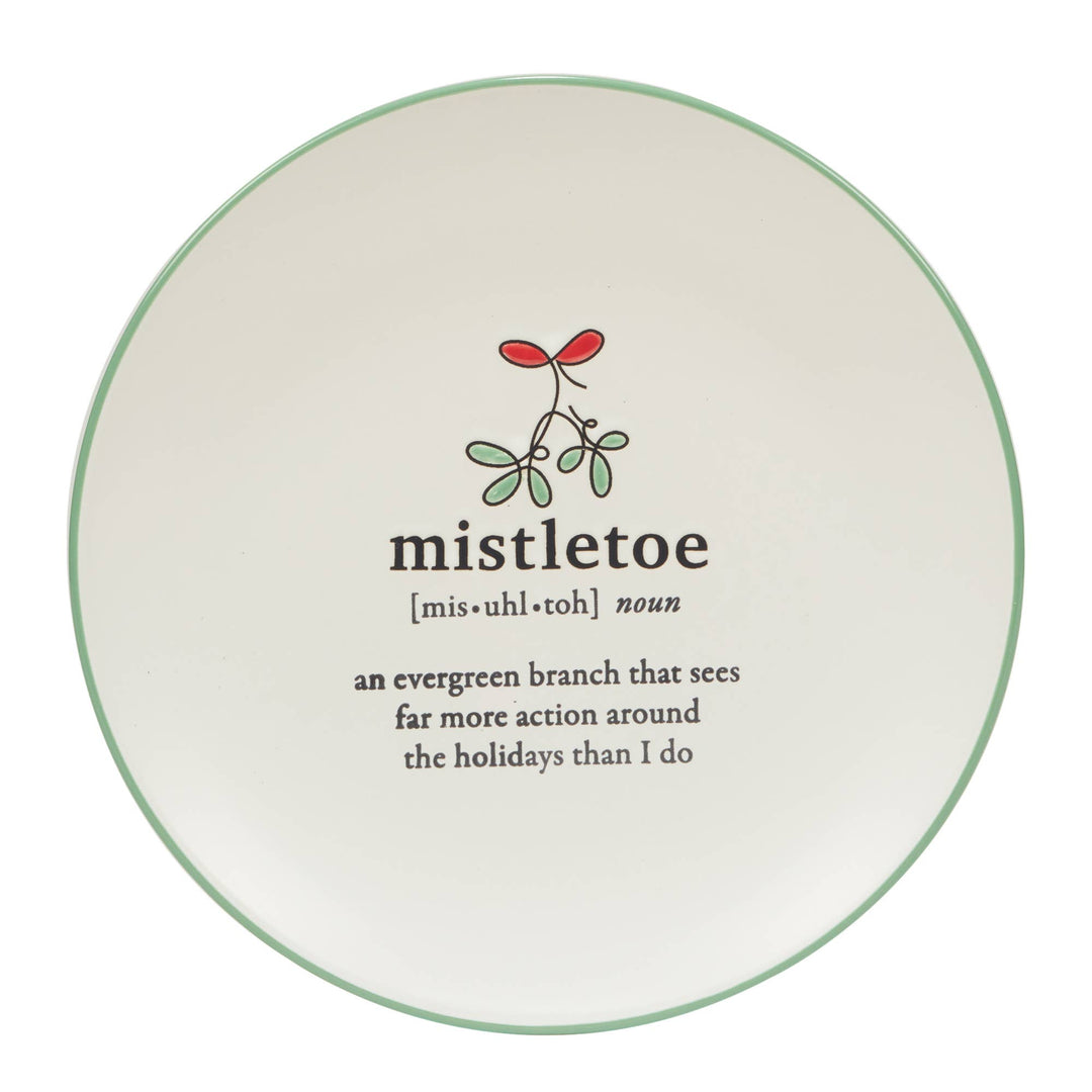 Christmas Fun Green Sayings Dessert Plate 8.5in asst