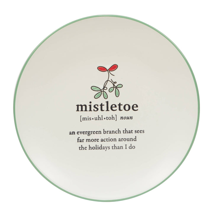 Christmas Fun Green Sayings Dessert Plate 8.5in asst