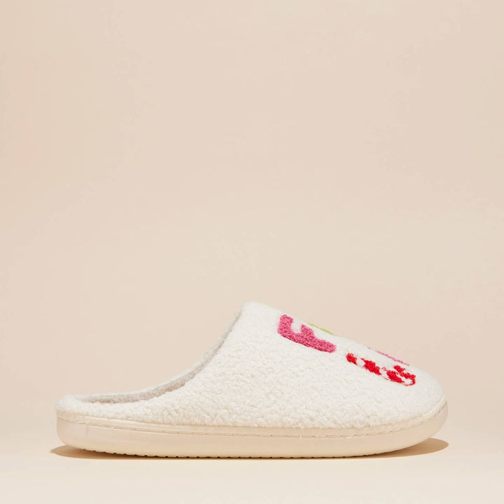 ‘FALALALA’ Tree Fuzzy Home Slippers: Pink / Medium / 4DL98012