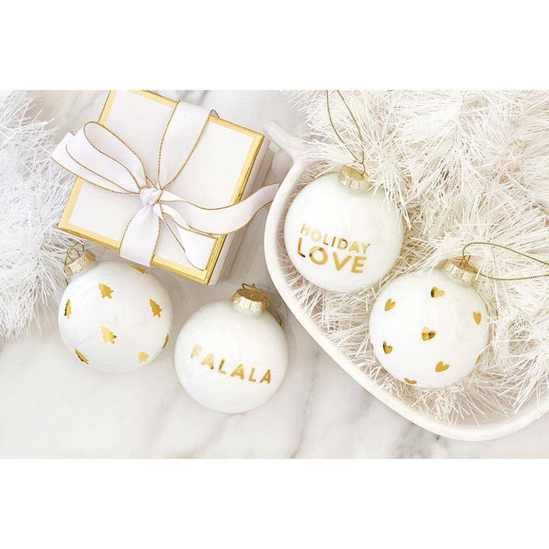 Glass Ornament Set - Holiday Love - Set of 2