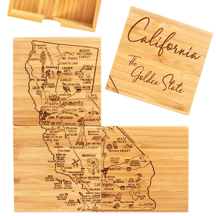 California Puzzle 4-Pc. Coaster Set with Case