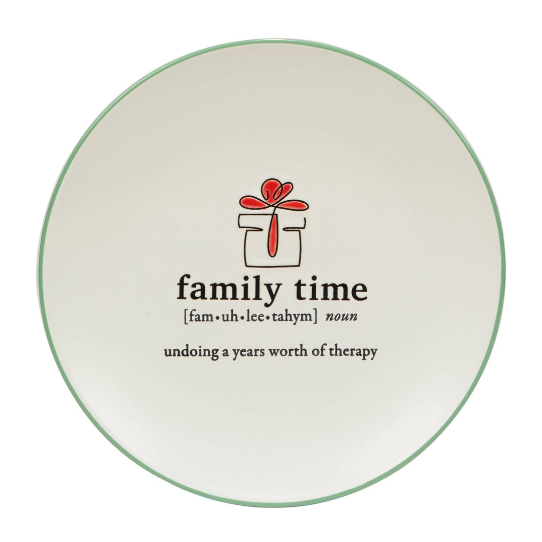 Christmas Fun Green Sayings Dessert Plate 8.5in asst