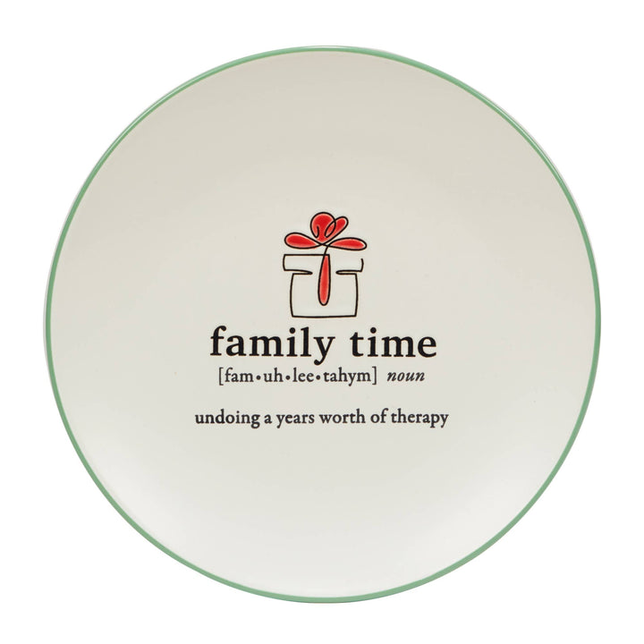 Christmas Fun Green Sayings Dessert Plate 8.5in asst