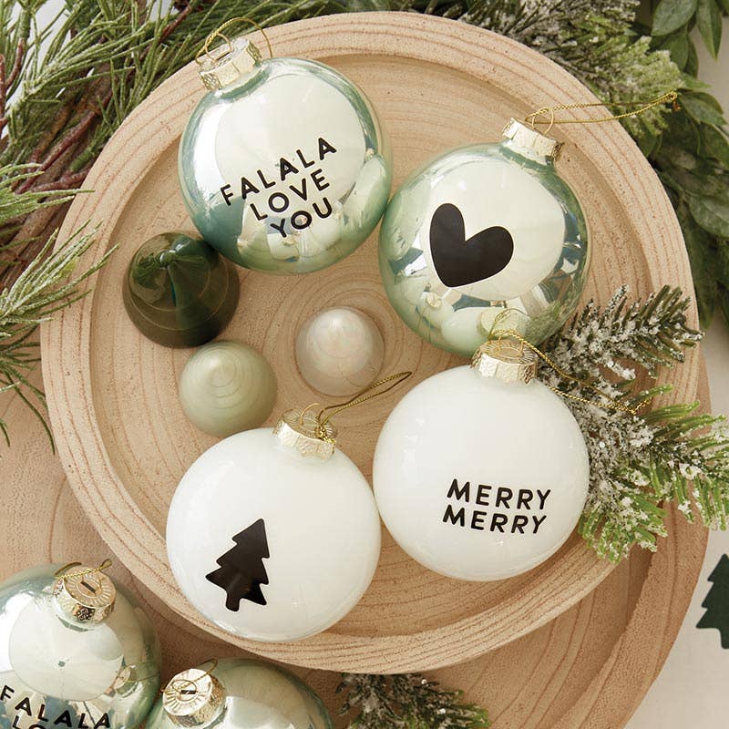 Glass Ornament Set - Falala Love You - Set of 2