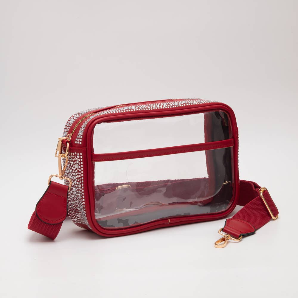 Game Day Stadium Rhinestone Rectangle Clear Bags: Gold