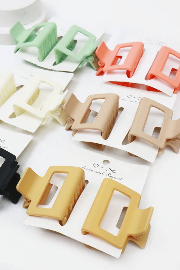 24-Pcs Small Matt Cut Out Rectangle Hair Claw: MIX COLOR / ONE