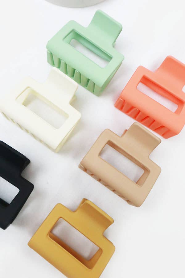 24-Pcs Small Matt Cut Out Rectangle Hair Claw: MIX COLOR / ONE