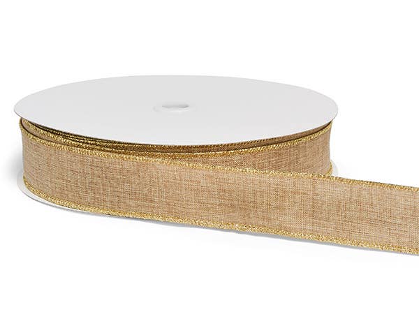 Wired Woven Metallic Holiday Ribbon: Gold / 1.5" x 50 Yards