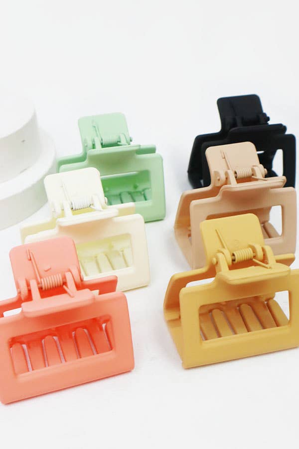24-Pcs Small Matt Cut Out Rectangle Hair Claw: MIX COLOR / ONE