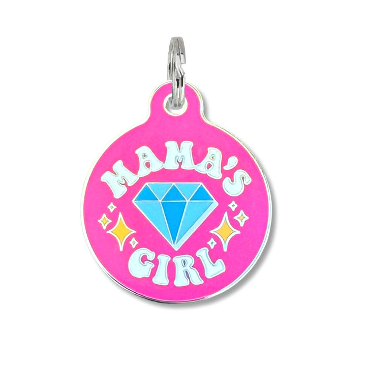 Enamel Dog ID Tag with Personalized QR Code - Mama's Girl: Engraved QR Code / Small 1"