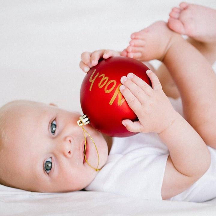 Babyprints Round Christmas Ornament, Red