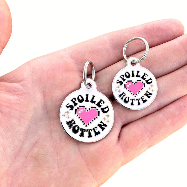 Dog ID Tag with Personalized QR Code - Spoiled Rotten : Engraved QR Code / Large 1.25"