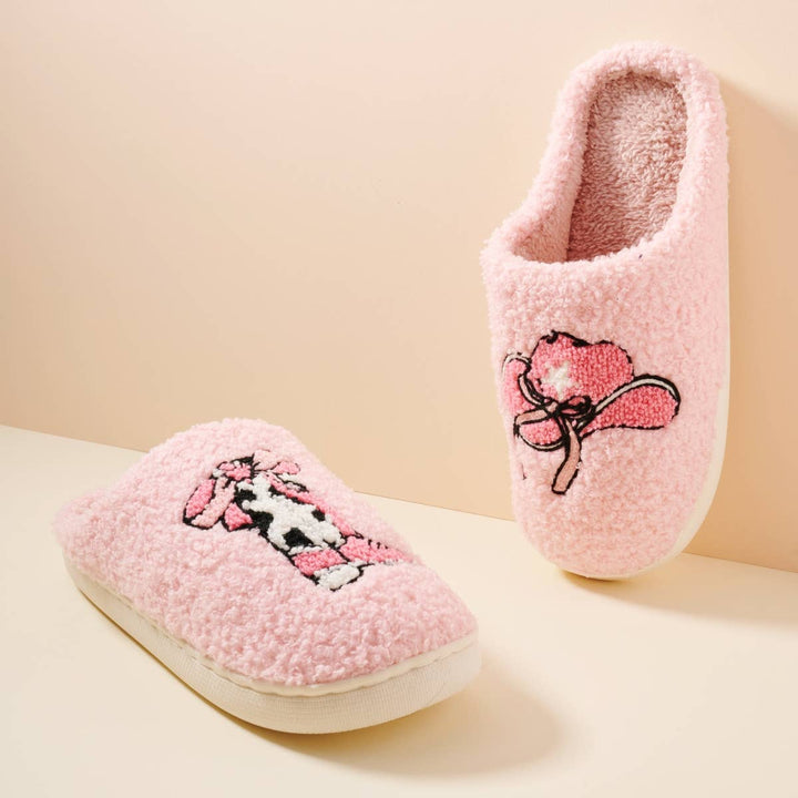 Western Boots and Hat Home Slippers: Pink / Medium / 4DL98006