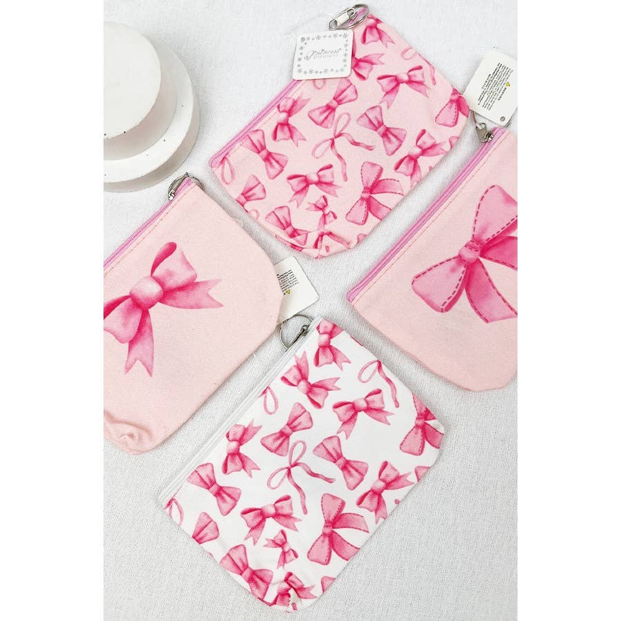 Bow Design Printed Coin Purse: PINK COMBO / ONE(12)