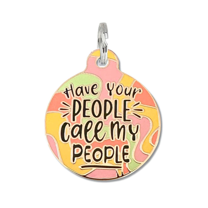 Dog ID Tag with Personalized QR Code - Call My People: Pink Multi / Large / Engraved QR Code